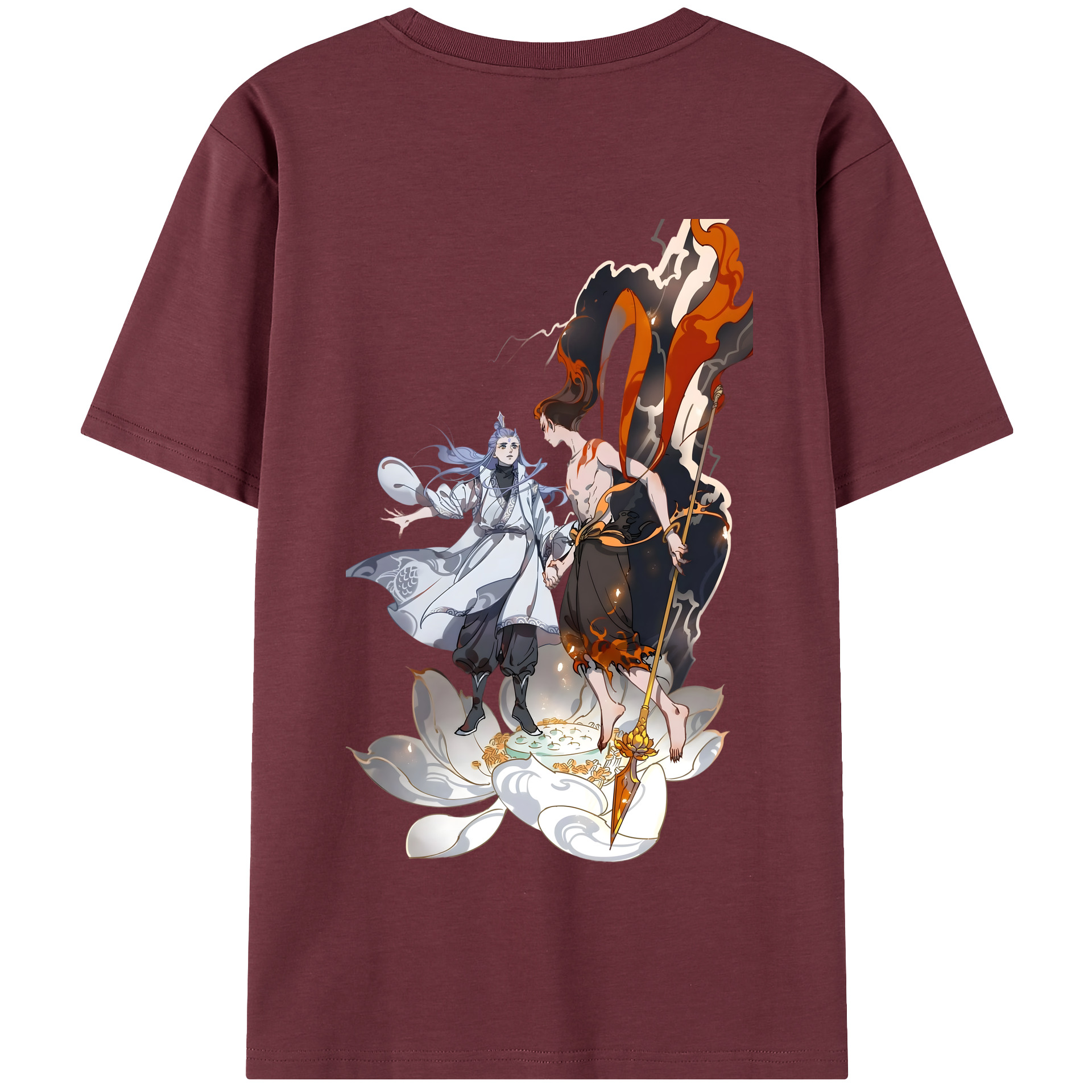 （画像用） Ne Zha 2 ナタ 魔童の大暴れ 綿100％半袖Tシャツ（背面プリント）